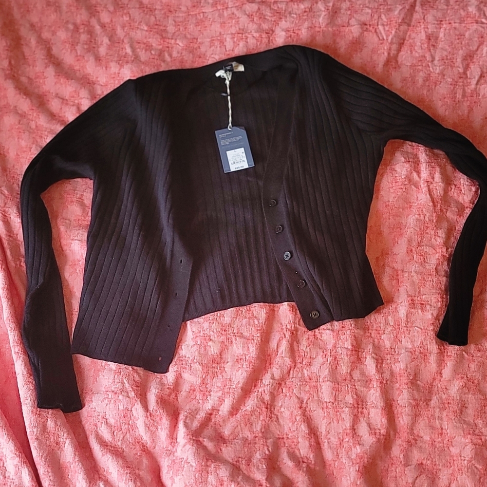 NWT cropped Universal Thread ribbed cardigan size Large